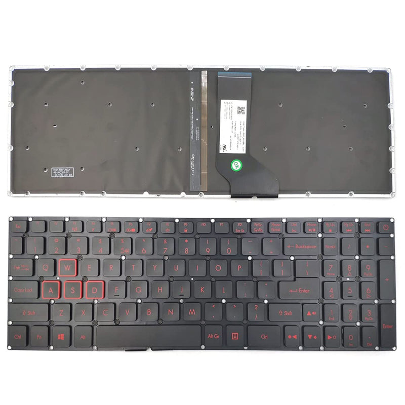 [Australia - AusPower] - LXDDP Laptop Replacement US Layout Red Backlit Keyboard for Acer Nitro 5 AN515-41 AN515-42 AN515 AN515-51 AN515-52 AN515-53 N16C7 N17c1 AN515-51-705,Black 