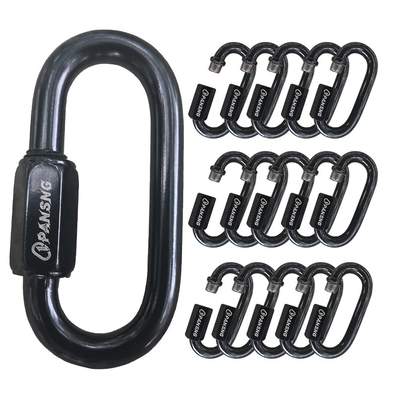 [Australia - AusPower] - PANSNG Black Quick Link Chain Connector Stainless Steel 304 (M3.5 1/8 Inch) Small Oval Threaded Chain Link Carabiner Clip Chain Repair Links Rope Connector 3.5mm 300 LBS for Pet/Hanging Lamp/Pothook Electrophoresis Black M3.5-16PCS 