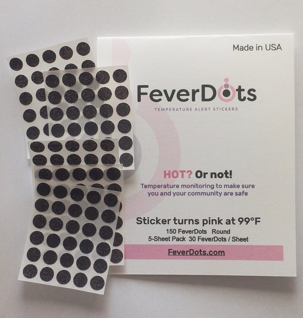 [Australia - AusPower] - FeverDots - Round - Temperature Indicating Body Stickers (150), Black and Turns Pink, each round FeverDot is approximately 6mm 150 