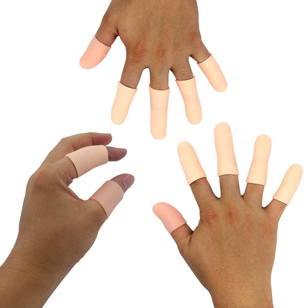 [Australia - AusPower] - Bozy 14PCS Gel Finger Cots Finger Protectors, Silicone Finger Cover Cap Finger Support for Finger Cracking, Finger Trigger and Finger Arthritis 