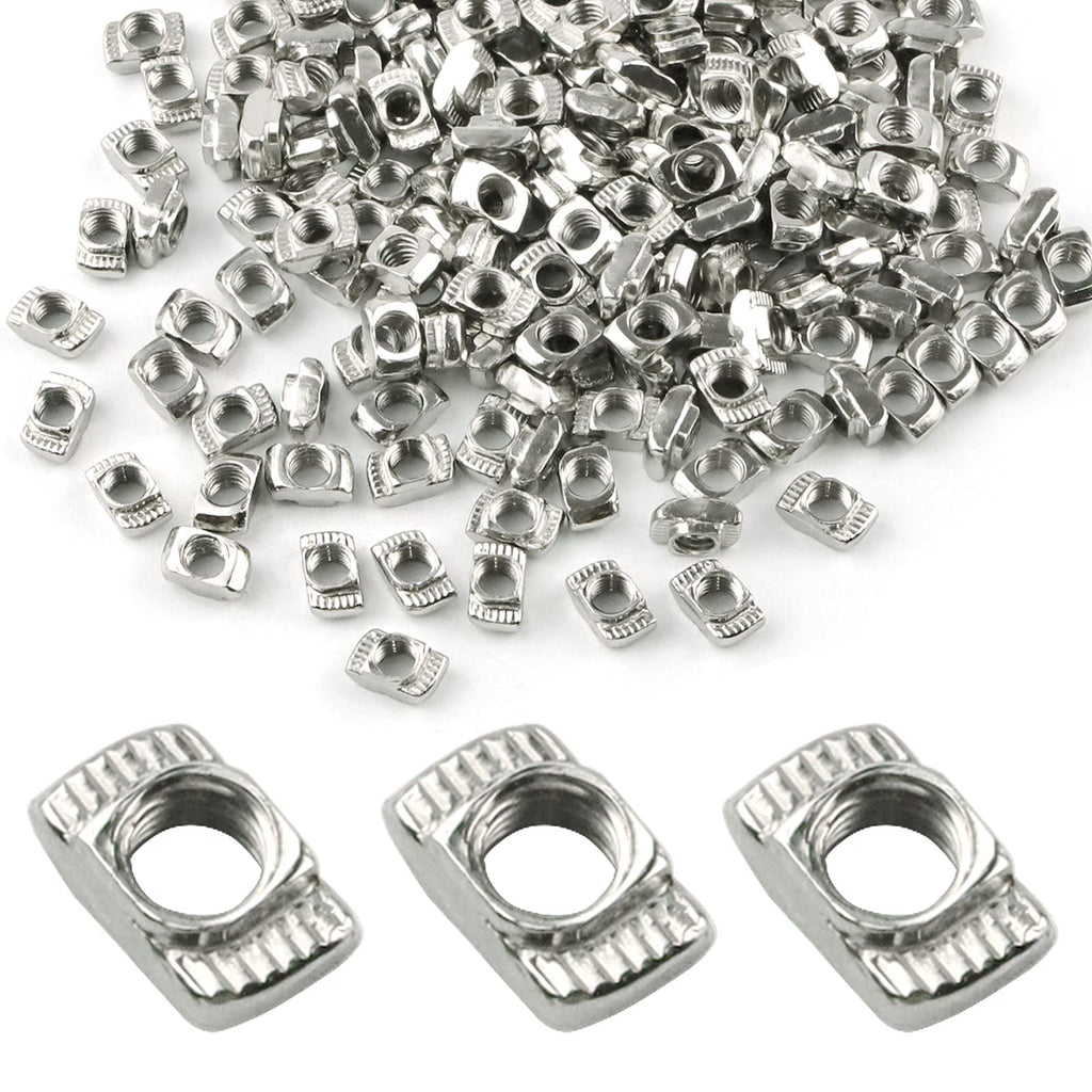 [Australia - AusPower] - 200 Pieces 2020 Series T Nuts, T Slot Nut Hammer Head Fastener Nut, Nickel Plated Carbon Steel Sliding T Nuts for Aluminum Profile (M5) M5 