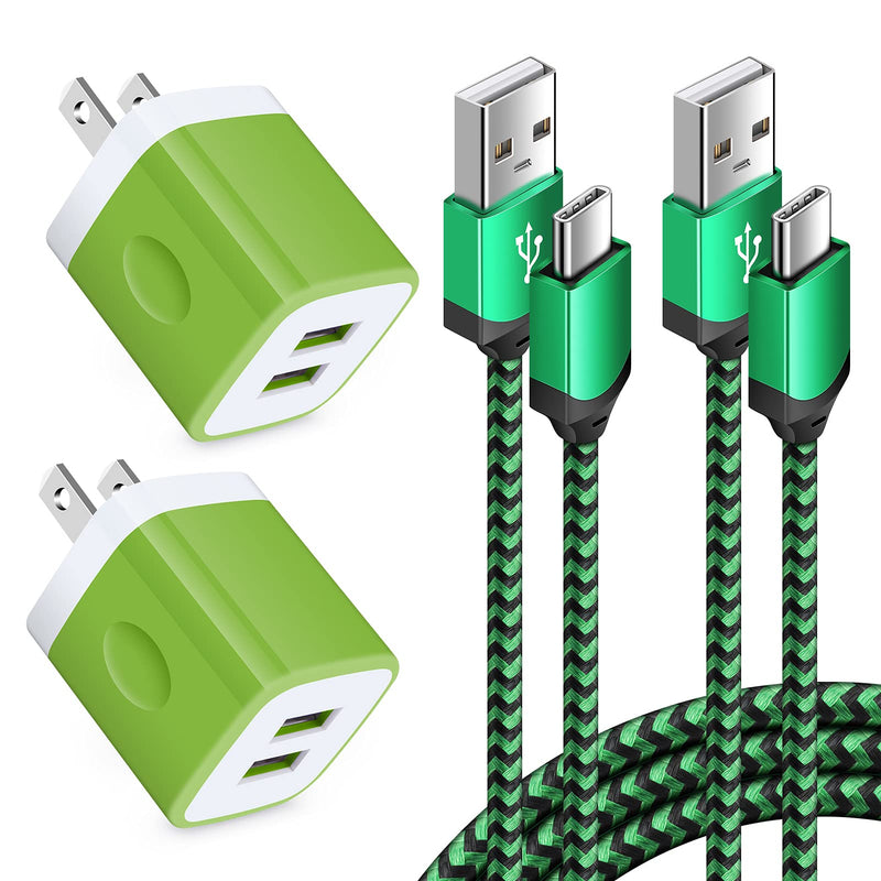 [Australia - AusPower] - USB Type C Charger, Phone Charger Plug with 6ft USB C Cable for Samsung Galaxy S21 S20 Plus/Ultra/FE A42 A32 S10 A52 A72, Pixel 6 5A 5Xl 4a 5G, Moto EB 4pack green charger+Type C cable green 