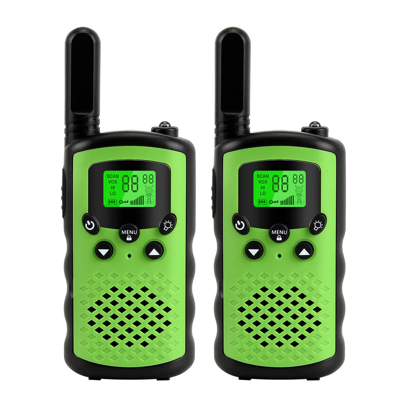 [Australia - AusPower] - OWNZNN Wireless Walkie-Talkie for Kids, Walkie-talkies UT308 FRS 22 Channel Long Range Two Way Radio with Scan/Vox/Flashlight LCD Display/Call Tone Function,The Best Gift for Children.(2 Pack) Green 308 
