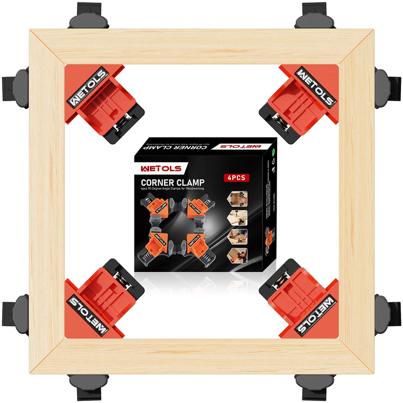 [Australia - AusPower] - WETOLS Corner Clamps for Woodworking, 4pcs Fast Adjustable Quick Spring Loaded Woodworking Clamps, Tool Gift for Men Father Dad Carpenter, Welding, Drilling, Cabinets, Photo Framing - WE404 