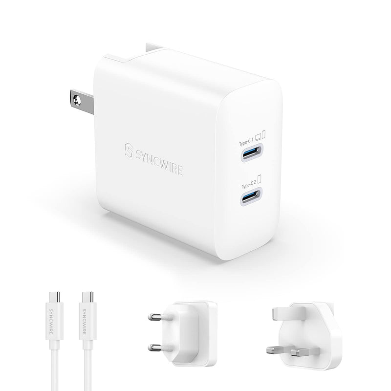 [Australia - AusPower] - Syncwire USB-C Fast Charger PD 67W 2-Port Travel Power Adapter Converter for iPhone/Samsung/Google Pixel, iPad Pro/Mini/Air, MacBook/Dell XPS/ThinkPad, Switch, Tablets, Power Bank, etc. 