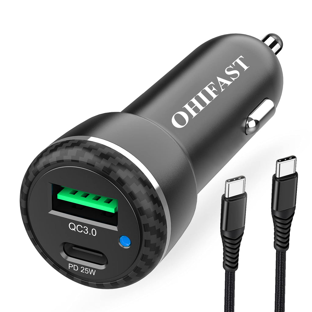 [Australia - AusPower] - OHIFAST USB C Car Charger, 25W Super Fast Car Adapter Compatible for Samsung Galaxy S22/S21 Plus/Ultra/S20 FE/Note 20/10/9/8/S10E/S10/A71 5G, Google Pixel 6/Pro/5 Rapid Automobile Charger-3.3ft Cord 