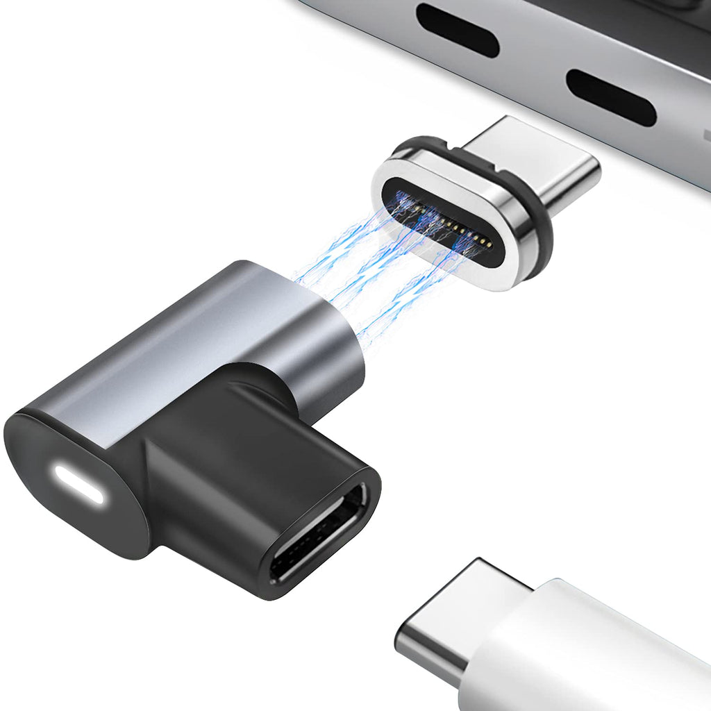 [Australia - AusPower] - Magnetic USB C Adapter, 24Pins Type C Connector Support Thunderbolt 3,USB PD 100W Quick Charge,20Gb/s Data Transfer,4K@60 Hz Video Output Compatible with MacBook Pro/Air and More USB-C Devices 1 Grey 