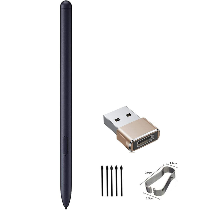 [Australia - AusPower] - XBC S7 s Pen Replacement for Samsung Galaxy Tab S7/S7 Plus Pen（Withou Bluetooth） Tablet Stylus S Pen Touch Pen+ USB-C Female to USB-A Male Adapter+Tips/Nibs (Black) Black 