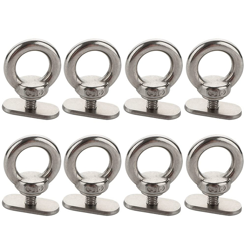 [Australia - AusPower] - VTurboWay 8 Pack Full 316 SS, Track Mount Tie Down Eyelet, Hold Bungee Cord or Ropes Up to 0.6", Marine Hardware 