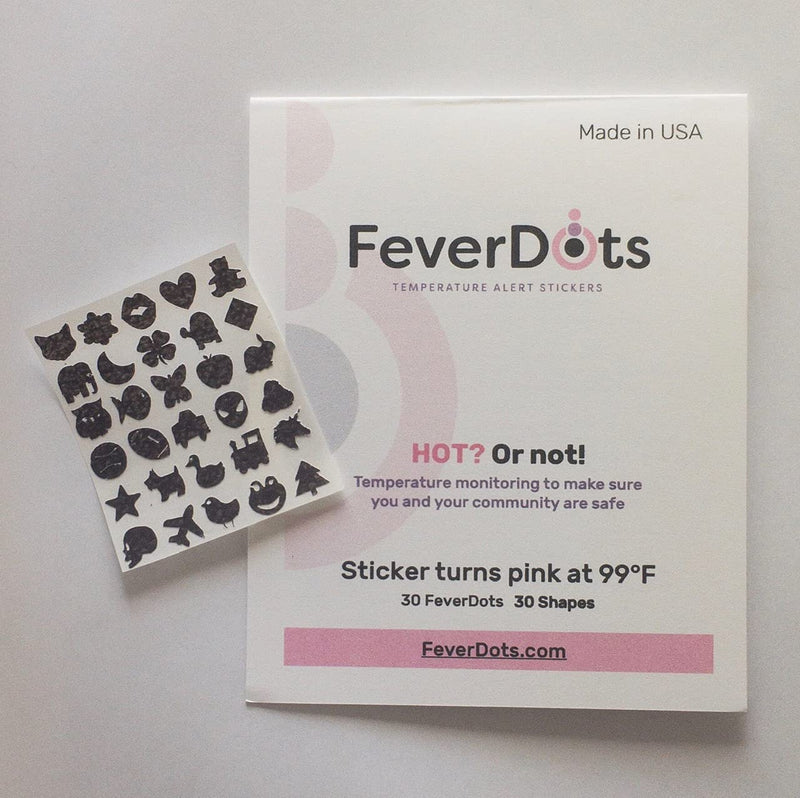 [Australia - AusPower] - FeverDots in 30 Shapes - Temperature Indicating Body Stickers (30), Black and Turns Pink, each FeverDot is approximately 7mm 