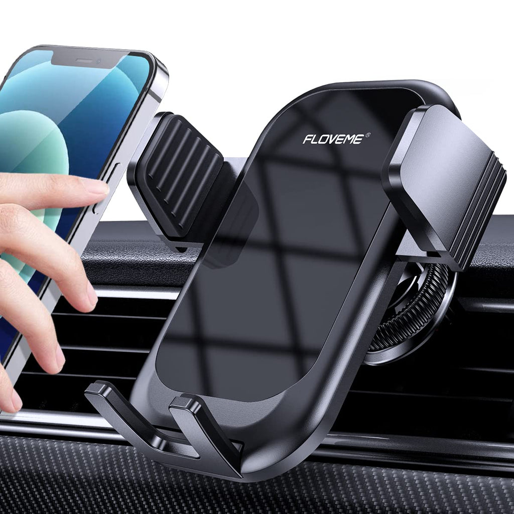 [Australia - AusPower] - Universal Vent Phone Mount for Car - [Never Fall Off] FLOVEME Air Vent Car Phone Holder with Adjustable Clip [Hands Free] Car Phone Holder mount Compatible with iPhone 13 Samsung etc Black 