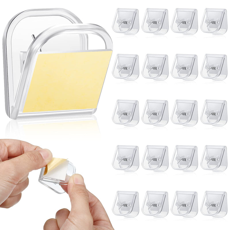 [Australia - AusPower] - 20 Pieces Self Adhesive Clips for Tapestry Hanger Plastic Clips for Hanging Sticky Wall Clips Small Spring Clips for Poster Photo Wall Teacher Student Home Application (Transparent) Clear 
