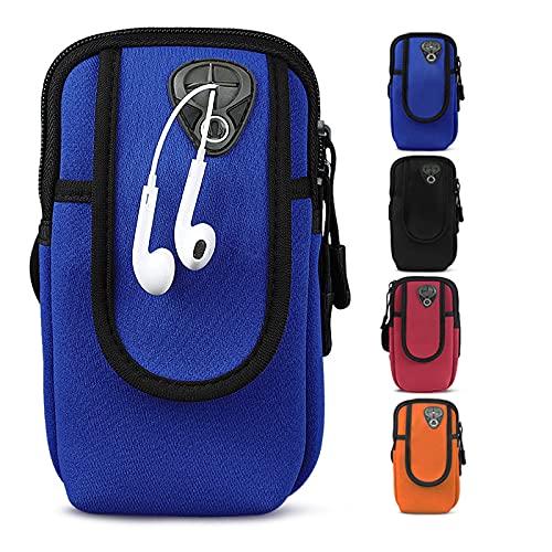 [Australia - AusPower] - Sefexn Mobile Phone Armband Running Holder Bag Fitness Cell Phone Armband Sleeve Case Bag Double Pocket with Earphone Hole (blue),Ydhwb,One Size blue 