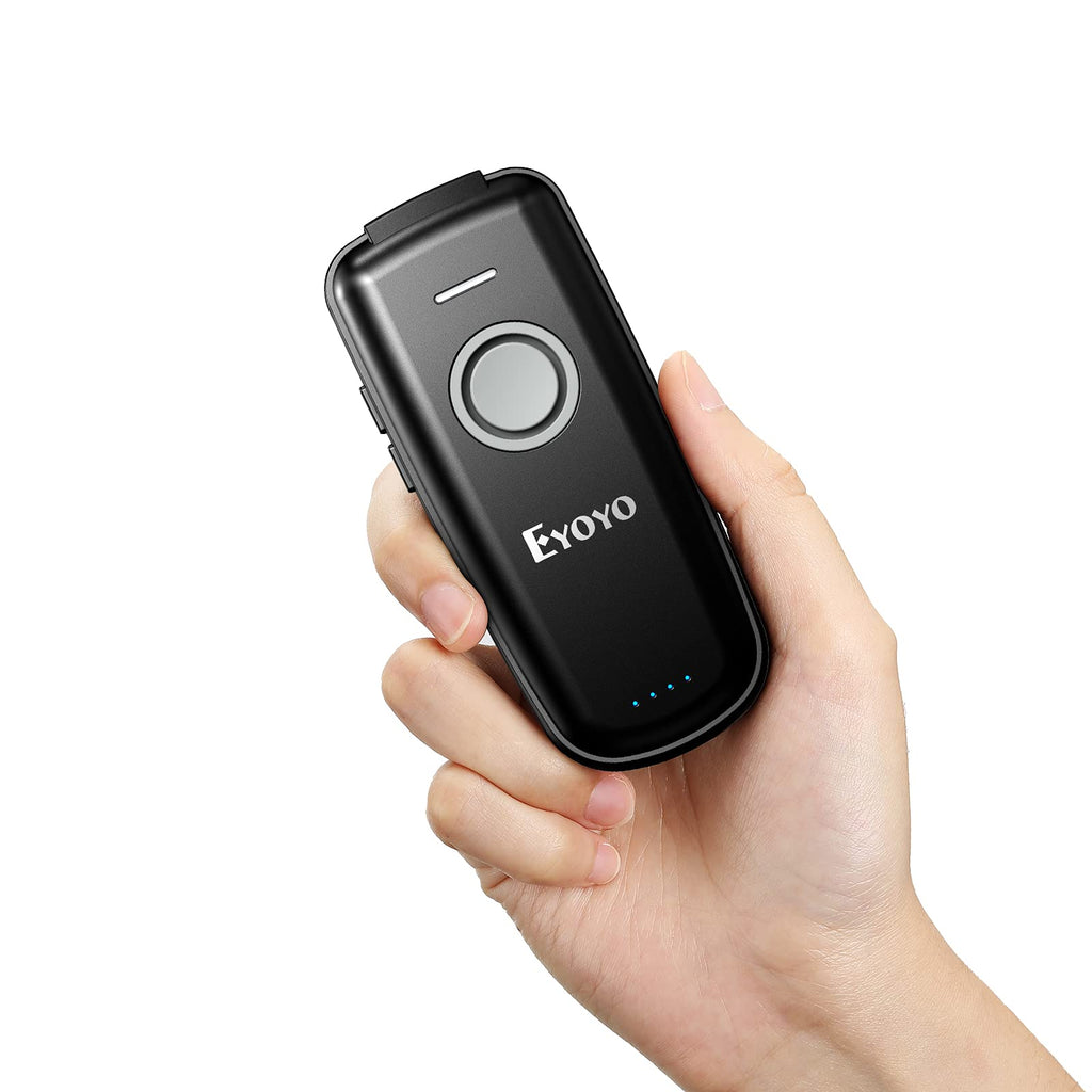 [Australia - AusPower] - Eyoyo Mini 1D Bluetooth Barcode Scanner Wireless, With Power On/Off Button, Volume Up/Down Button,1500mAh Rechargeable Battery, Portable Bar Codes Reader for Windows, Mac Computer, Android, iOS Phones Gray 
