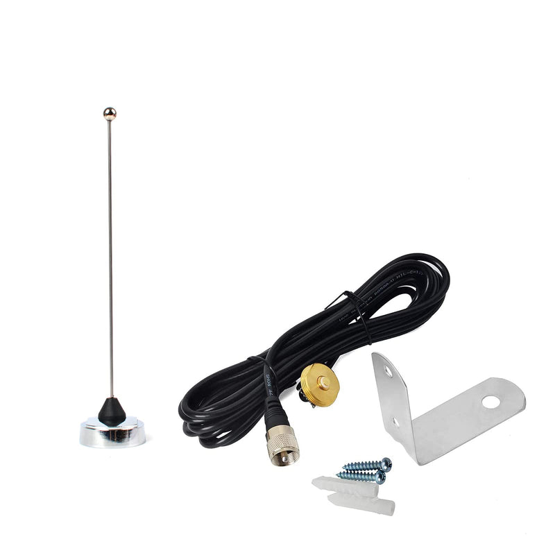 [Australia - AusPower] - HYSHIKRA UHF 400-470Mhz 70CM NMO 6.5inches Antenna with NMO Mount 4meter(13.1ft) PL259(UHF Male) RG58 Coax Cable and L Shape Fender Bracket Mount for Trunk Car Mobile Radio Transceiver 