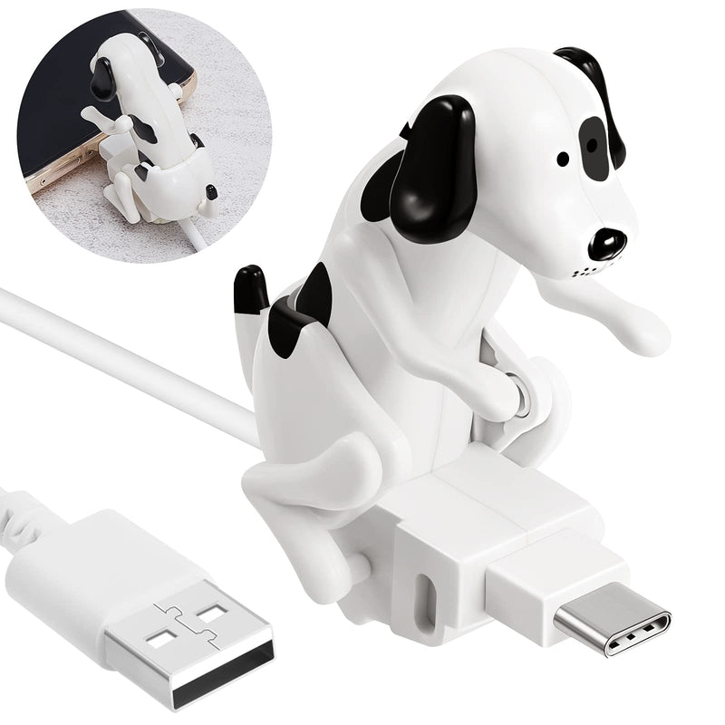 [Australia - AusPower] - Frienda Stray Dog Charging Cable Dog Smartphone USB Cable Charger USB Data Transmission Mini Humping Spot Dog Cable for Type-C USB Charging Cable of Mobile Phones, White Compatible with Type-C 