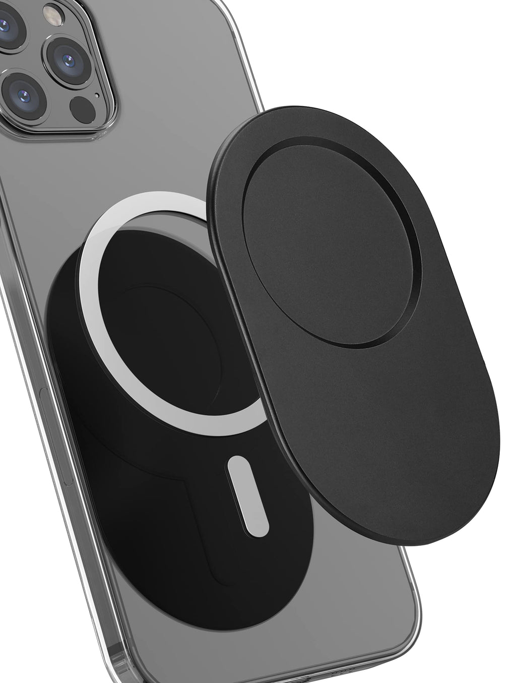 [Australia - AusPower] - metisinno Magnetic Base Plus for iPhone 13 12 MagSafe Accessories Intended for PopSocket Collapsible Grip and Stand, Removable Wireless Charging Compatible Mag Safe Case Must Use - Black 
