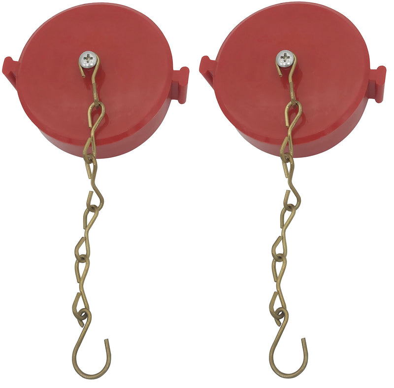 [Australia - AusPower] - SpringSpray (2 Pack) 2-1/2" NH/NST Plastic Fire Hose Connection Standpipe Cap Fitting and Chain Red Plastic Anti Theft FDC Cap Fire Equipment 2.5 Inch 