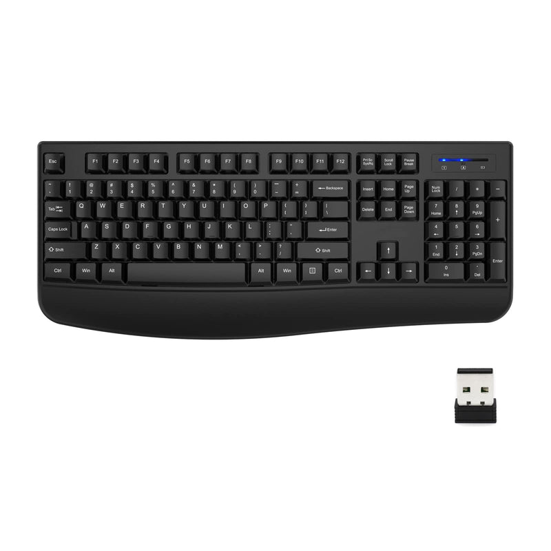 [Australia - AusPower] - Wireless Keyboard, EDJO 2.4G Ergonomic Full Size Wireless Computer Keyboard with Wrist Rest for Windows, Mac OS Desktop/Laptop/PC（Black） black 