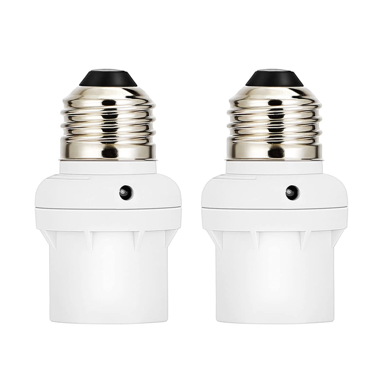 [Australia - AusPower] - DEWENWILS Light Sensor Socket for Light Fixtures, Automatic Dusk to Dawn Light Bulb Sockets, Compatible with Incandescent/CFL/LED/Halogen Bulbs, 2 Pack 