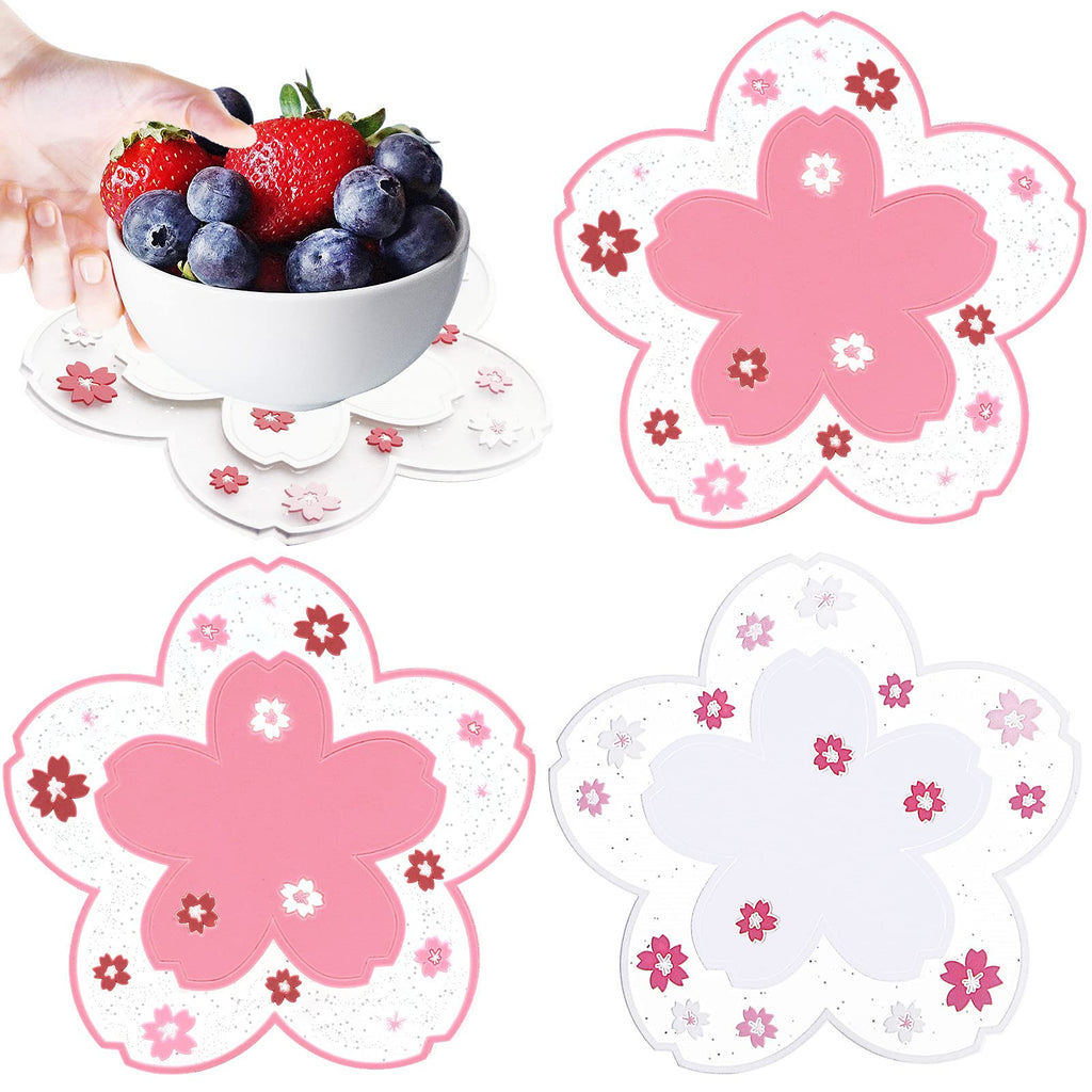 [Australia - AusPower] - 4pcs Cup Coaster,Decor Flower Cup Mat,Thermal Insulation Anti-Scalding Coaster,Cup Pot Bowl Coffee Drinks Pad,Non Slip Kitchen Table Placemat Coffee Tea,Housewarming Gift Cute Desk Accessories 