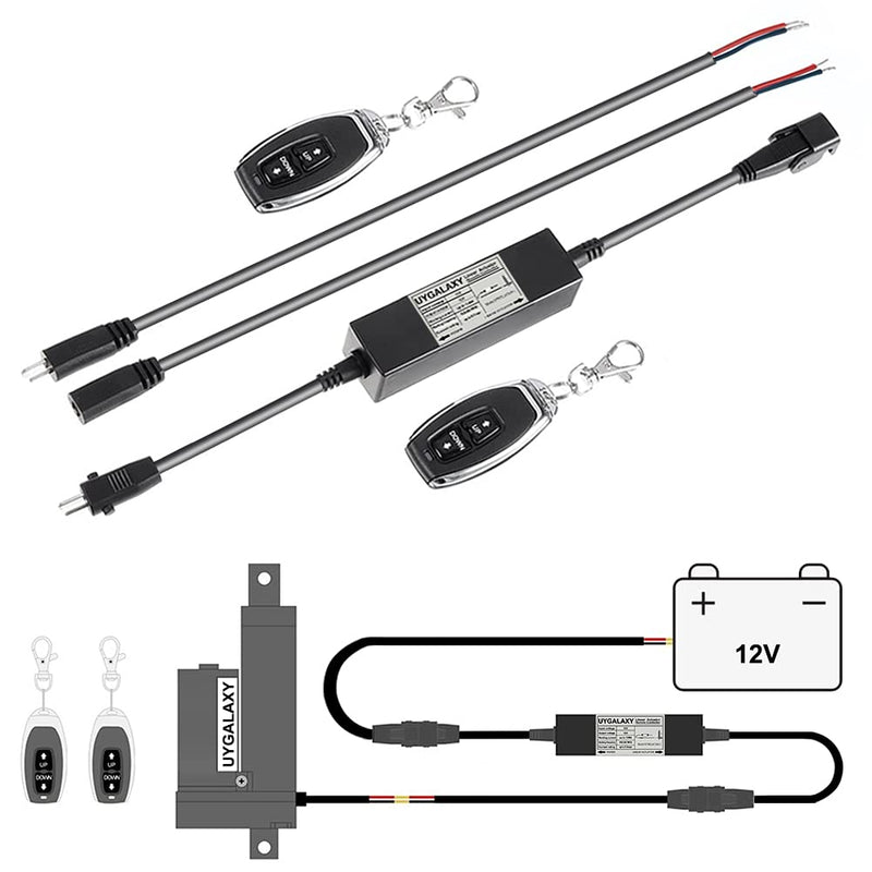 [Australia - AusPower] - UYGALAXY Linear Actuator Controller DC Motor 12V Momentary Switch Forward/Reverse with 2 PC Wireless Remote Control DPDT Relay for Motors 2 fob keys 