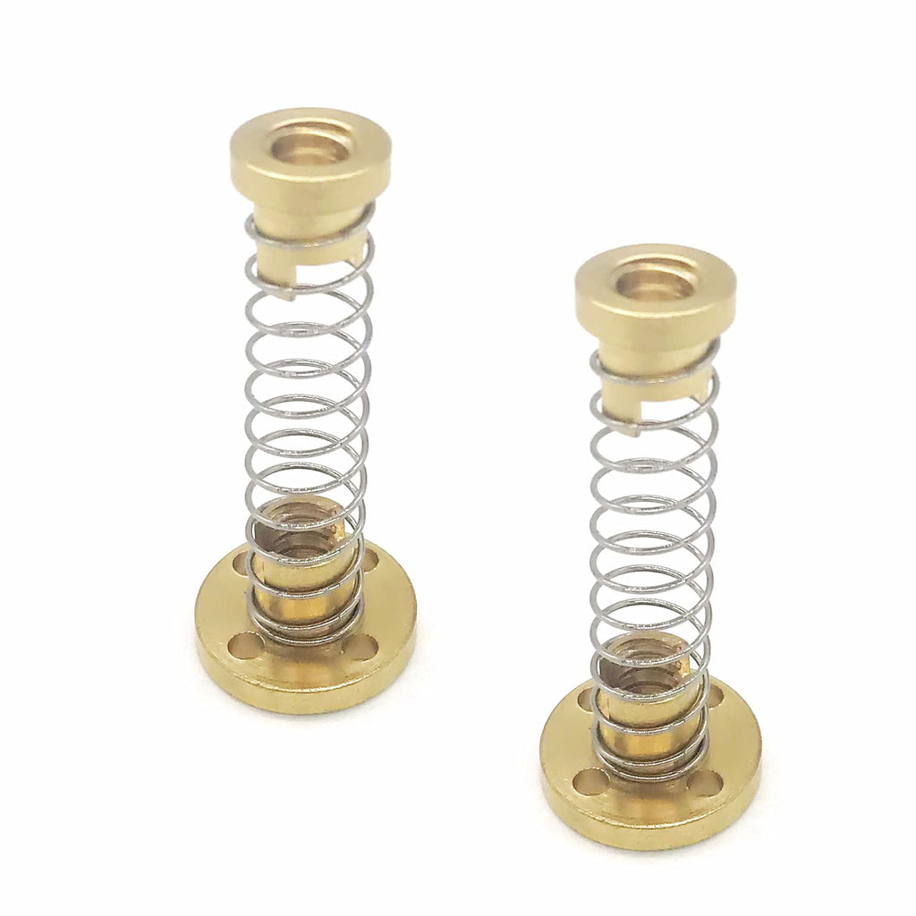 [Australia - AusPower] - 2-Pack 3D Printer T8 Brass Anti Backlash Spring Loaded Nuts Elimination Gap Nuts for Tr8x2 Acme Threaded Lead Screw (Pitch 2mm Lead 2mm) 2mm Lead with 4 holes T8 Anti-Backlash Nut 