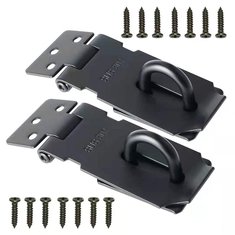 [Australia - AusPower] - Axuansor Padlock Hasp Latch Lock 3 Inch Stainless Steel Door Locks Hasp Latch Matte Black Hasp Lock Gate Hasp for Door Shed Cabinet with Screws 2 PCS 