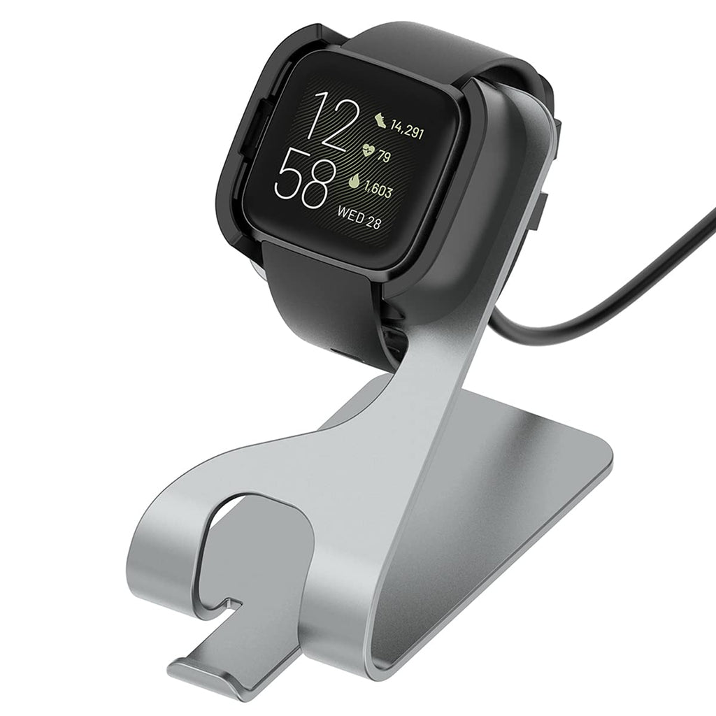 [Australia - AusPower] - Kissmart Charger Stand Compatible with Fitbit Versa 2, USB Charging Dock Cable with 4.9ft Cord for Versa2 Smart Watch (Grey) Grey 