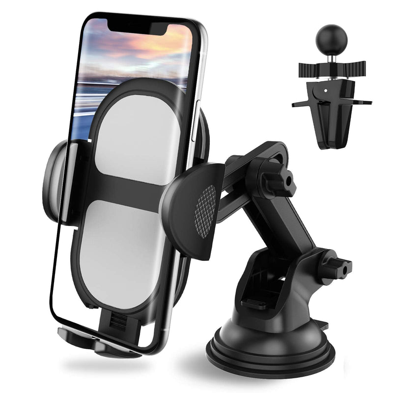 [Australia - AusPower] - Car Phone Holder Mount, KULE Universal Dashboard Windshield Air Vent Adjustable Arm Strong Suction Cup Cell Phone Car Mount Compatible with iPhone 12 11 Pro Max SE XS Galaxy S20 Note 20 Ultra 