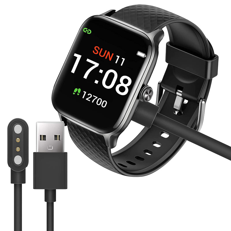 [Australia - AusPower] - Compatible with Letsfit EW1 Charger, Lamshaw Magnetic USB Charging Cable Replacement Charger Cable Compatible with Letsfit EW1 / ID207 Smartwatch/Fitniv IW1 / IW2 / AOKESI 1.69'' Smart Watch (Black) Black 