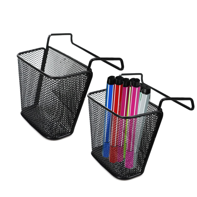[Australia - AusPower] - Chris.W 2Pack Office Cubicle Accessories, Black Wire Mesh Hanging Pen Organizer Pencil Holder for Cubicle Partition Home Office, Markers, Glue, Stapler, Memo, Remote Controller Storage Baskets (Black) 
