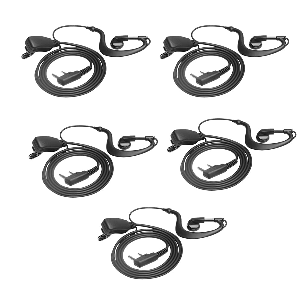 [Australia - AusPower] - LSENG Two Way Radio Earpiece with Mic G-Shaped Earhook Walkie Talkies Headset for Baofeng BF-888S UV-5R H-777 TH-F6（5 Packs） 5 Pack 