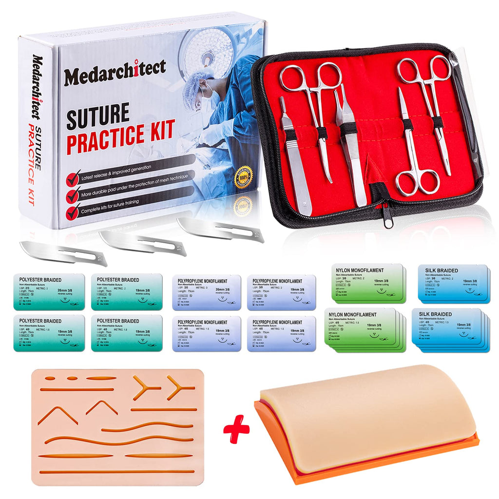 [Australia - AusPower] - Suture Practice Kit & Suture Pad with Cured Base for Medical Student Suture Training, Include Suture Tools, Suture Thread & Needle 