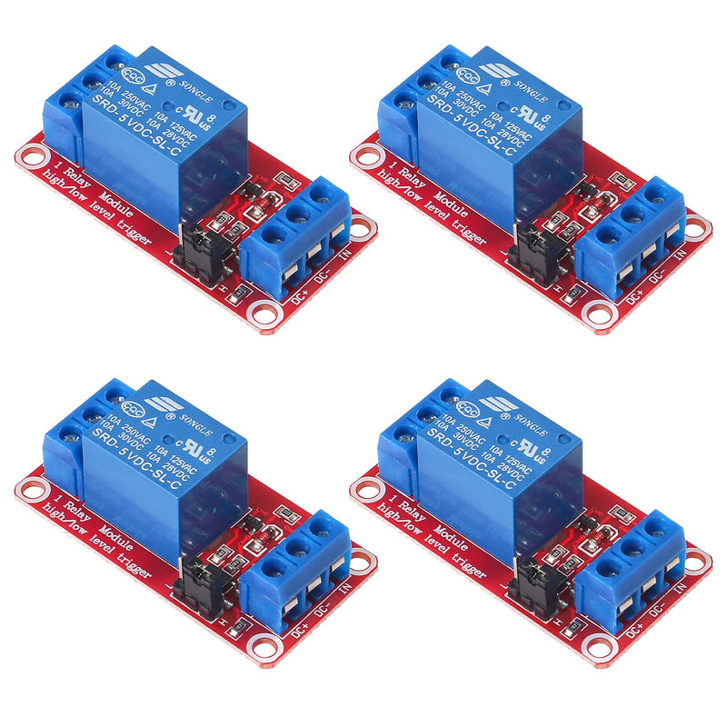 [Australia - AusPower] - AEDIKO 4pcs Relay Module DC 5V Relay Switch 1 Channel Relay Board with Optocoupler Isolation Support High or Low Level Trigger 