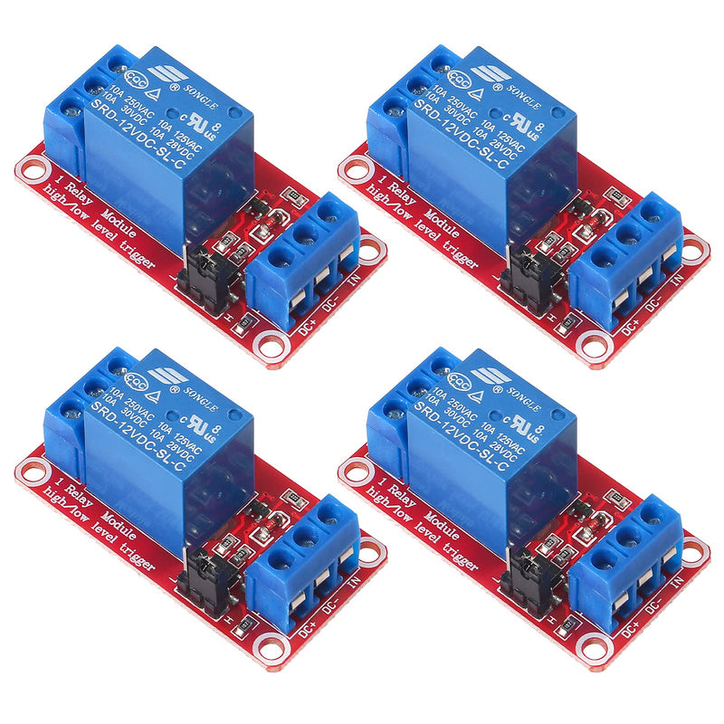 [Australia - AusPower] - AEDIKO 4pcs Relay Module DC 12V Relay Board 1 Channel with Optocoupler Isolation Support High or Low Level 