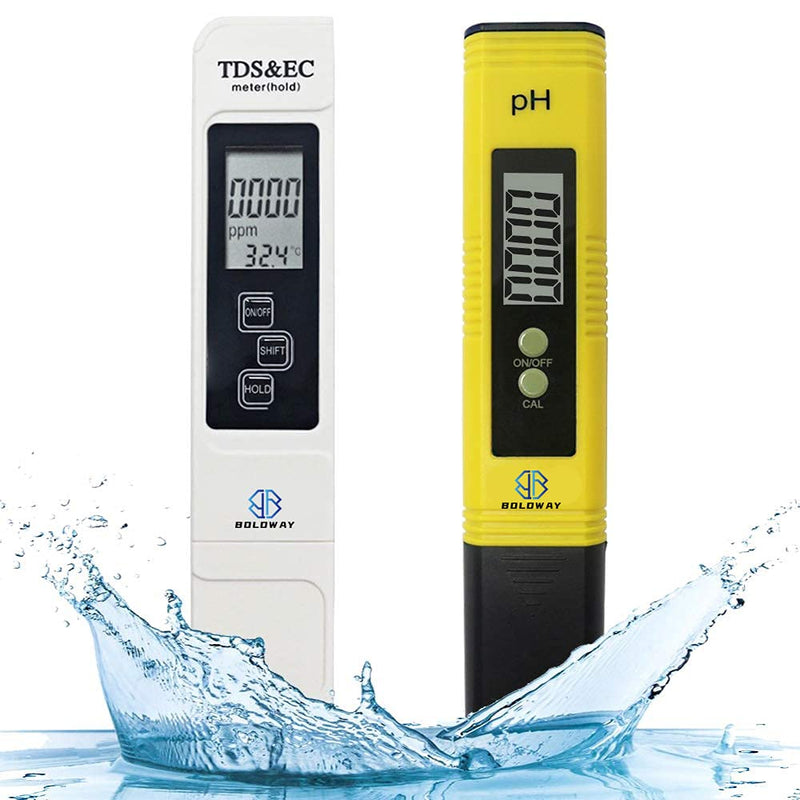 [Australia - AusPower] - BOLDWAY Digital PH and TDS Meter Combo EC LCD Water Purity PPM Filter Hydroponic Pool Tester Water Analysis Monitor for Aquarium Pool 0~9990 PPM 0.01 PH High Accuracy 0-14 PH Measurement Range 
