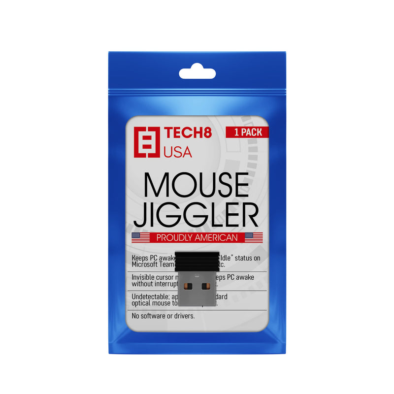 [Australia - AusPower] - Tech8 USA, Undetectable USB Mouse Jiggler, Works in Background, Keeps Teams, Skype, Lync and PC Active, No Software, Plug-and-Play- US Company- 1 Pack One Pack 