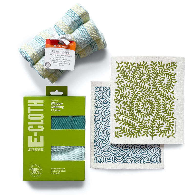 [Australia - AusPower] - MightyFix Paper Towel Alternatives Set | Reusable Compostable Swedish Dish Cloths, Super Absorbent Dish Cloths, E-Cloth Window Cleaner | Zero Waste Gift (9 -Piece Set) 