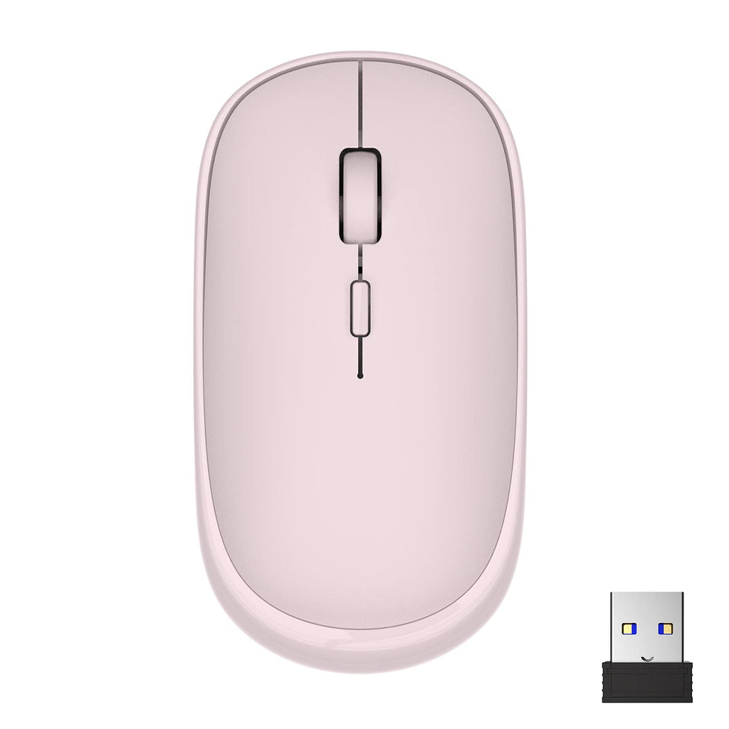 [Australia - AusPower] - Wireless Mouse,2.4G Noiseless Mouse with USB Receiver -Silent Portable Computer Mouse LM528,1600 DPI Ultra Slim Optical Portable USB Mini Mouse for Laptop,PC,MacBook,Mac, Pink 