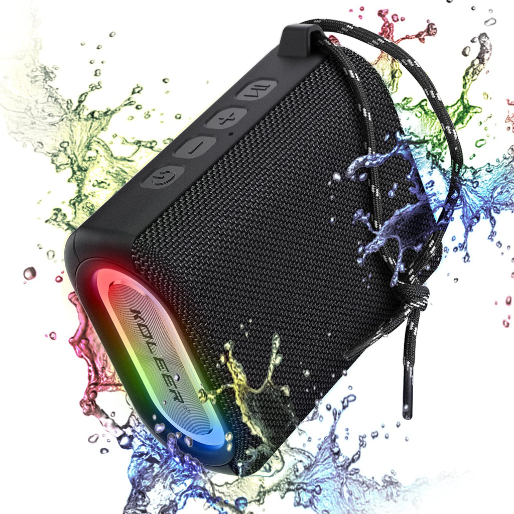 [Australia - AusPower] - Speakers Bluetooth Wireless, IPX7 Waterproof Portable Bluetooth Speaker with Lights, 10W Clear Stereo, 30H Playtime, Bluetooth5.0, 66ft Bluetooth Range, TWS Pairing, FM/AUX/USB/TF, for Party Outdoor Black 