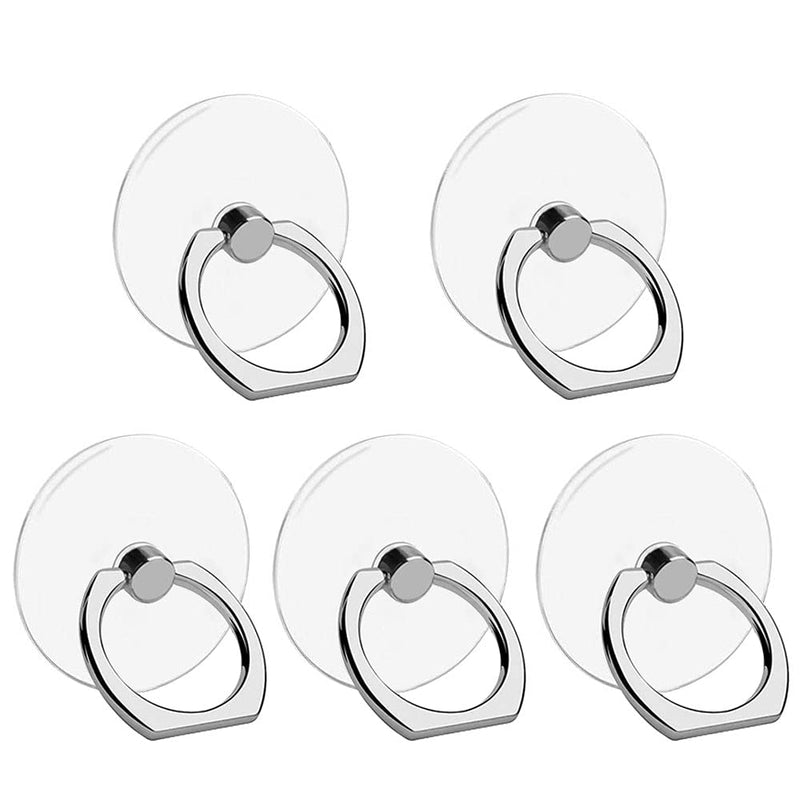 [Australia - AusPower] - VOVIGGOL Cell Phone Ring Holder Stand 5 Pack, Transparent Phone Ring Holder Finger Kickstand 360° Degree Rotation Clear Phone Ring Grip Compatible iPhone Cellphone Phone Case (Round) 5 Siver Round 
