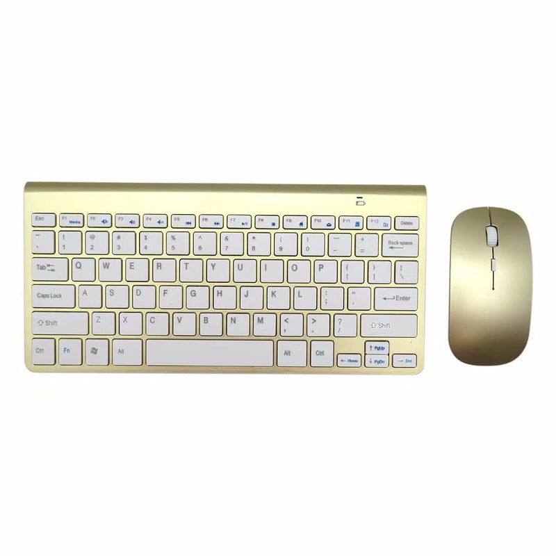 [Australia - AusPower] - GRABOTE Mini USB 78Keys Wireless Keyboard Small Computer Wireless Keyboards Slim Compact External Keyboard Waterproof 2.4G for Mac Apple PC Computer(Gold) Gold 