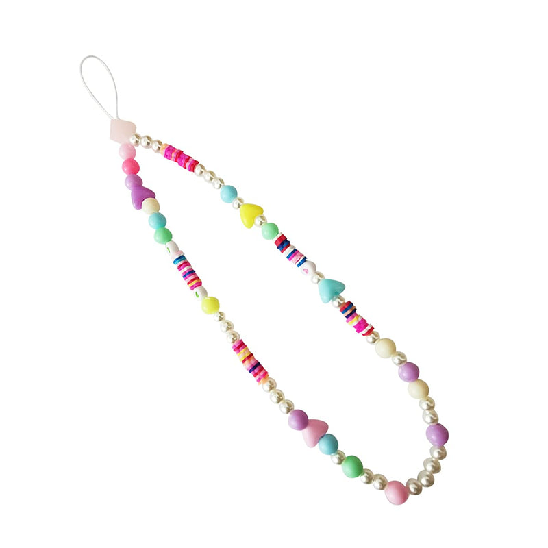 [Australia - AusPower] - Lanyard for Phones Keys Pearl Heart Beaded Wrist Straps Handmade Rainbow Polymer Clay Acrylic Beads Phone Charms Keychain for Women Girls (Rainbow 1) Rainbow 1 