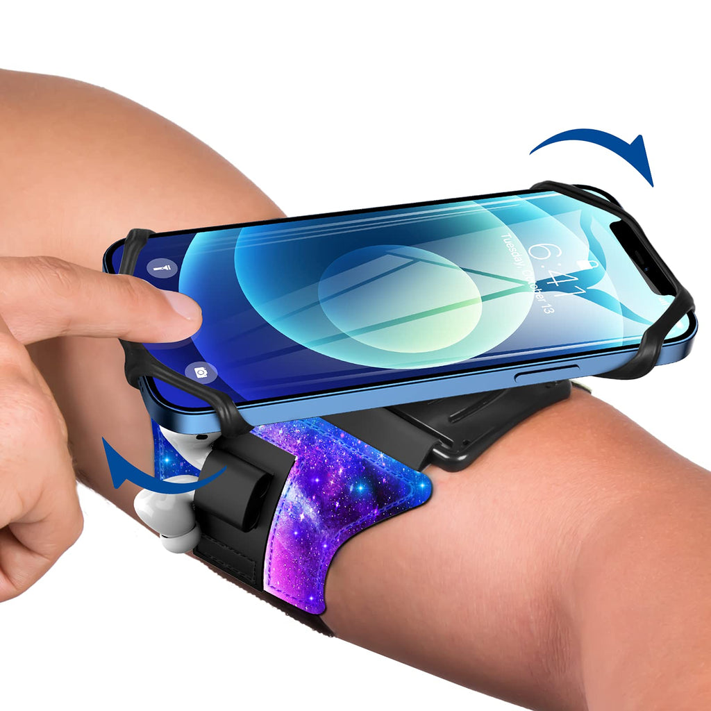 [Australia - AusPower] - VUP Reflective Running Armband 360°Rotation with AirPods/AirPods Pro Holder Phone Armband for iPhone, Samsung, All Screen Friendly Fits All 4-6.7 Inch Smartphones for Night Running Biking (Galaxy) 