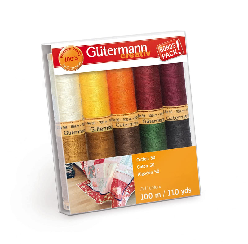 [Australia - AusPower] - Guttermann Cotton 50 10 spools 10 Colors 100m Fall Colors 
