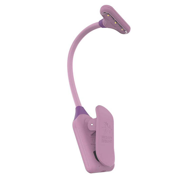 [Australia - AusPower] - The Original Mighty Bright NuFlex Book Light, Warm Eye Care LEDs, Flexible, Durable, Dimmable, Clip-On Light, for Kids, Reading, Bookworms, Read in Bed, Batteries or Micro USB (Lavender) Lavender 