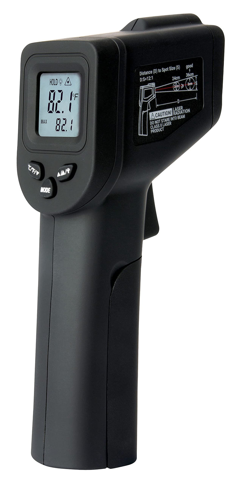 [Australia - AusPower] - ROKTEK T2500 Infrared Thermometer, Non-Contact Digital Temperature Thermometer -58 to 716°F (-50 to 380°C), 12:1 Distance to Spot, Standard Size, Black, Backlit Display 