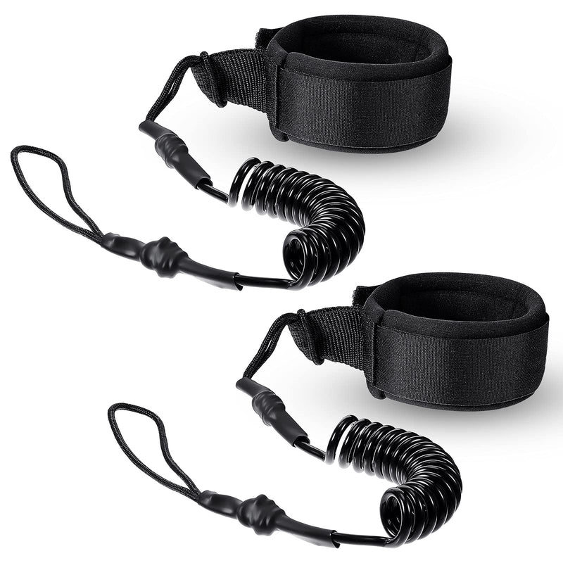 [Australia - AusPower] - 2 Pieces Surf Board Leashes Coiled Leash SUP Leash Rope Paddle Board Surfboard Leash Surfing Leg Rope SUP Board Leash Surf Straps Stay on Board Ankle Strap Sup Ankle Accessory for Surfing Black 
