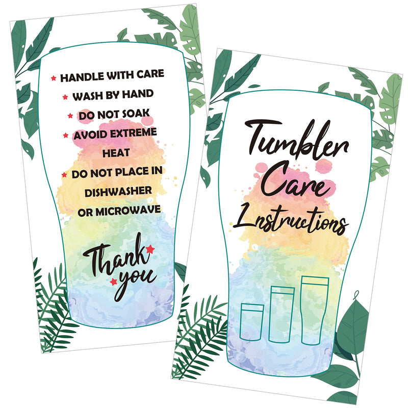 [Australia - AusPower] - 200 Pieces Tumbler Care Instructions Cards Cup Mug Care Instructions 3.5 x 2 Inch Packaging Customer Direction Card for Tumbler, Cup, Mug Small Business Online Shop Owner 